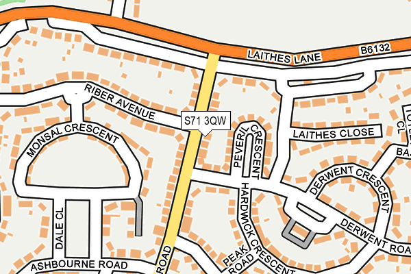 S71 3QW map - OS OpenMap – Local (Ordnance Survey)