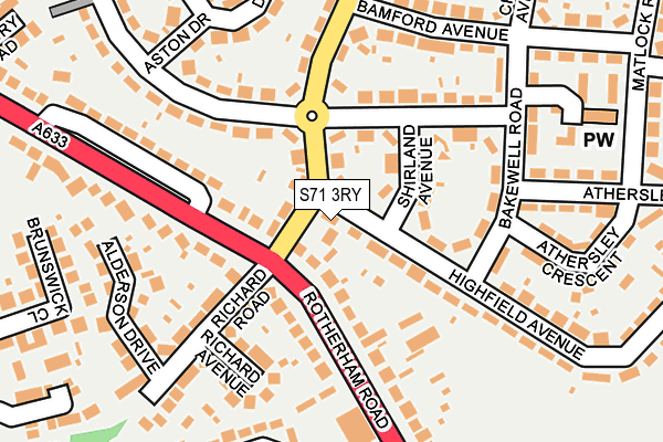 S71 3RY map - OS OpenMap – Local (Ordnance Survey)