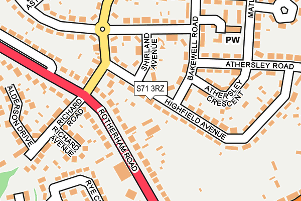 S71 3RZ map - OS OpenMap – Local (Ordnance Survey)