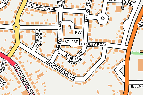 S71 3SE map - OS OpenMap – Local (Ordnance Survey)