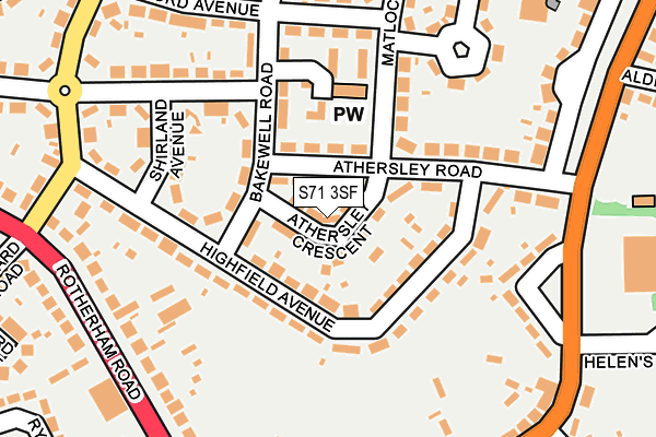 S71 3SF map - OS OpenMap – Local (Ordnance Survey)