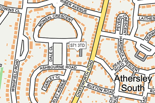 S71 3TD map - OS OpenMap – Local (Ordnance Survey)