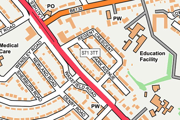 S71 3TT map - OS OpenMap – Local (Ordnance Survey)