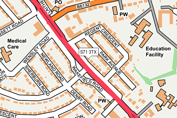 S71 3TX map - OS OpenMap – Local (Ordnance Survey)