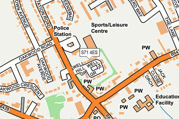S71 4ES map - OS OpenMap – Local (Ordnance Survey)