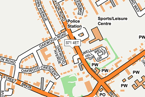 S71 4ET map - OS OpenMap – Local (Ordnance Survey)