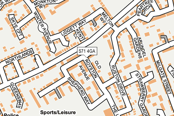 S71 4GA map - OS OpenMap – Local (Ordnance Survey)