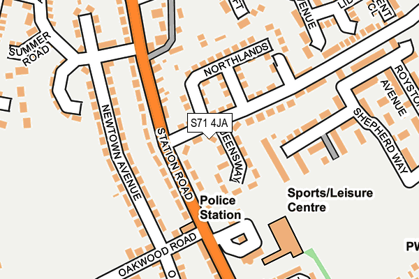 S71 4JA map - OS OpenMap – Local (Ordnance Survey)