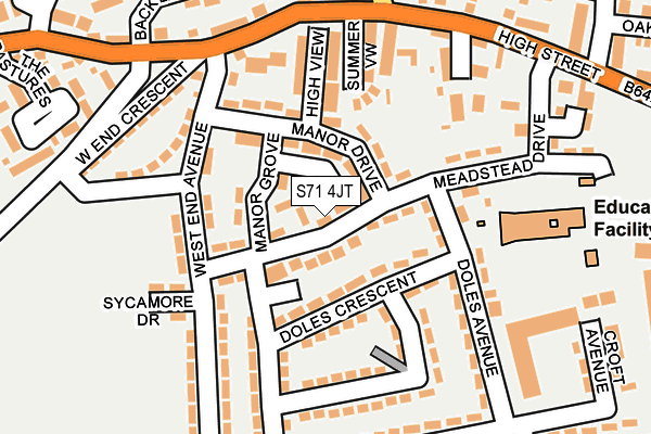S71 4JT map - OS OpenMap – Local (Ordnance Survey)