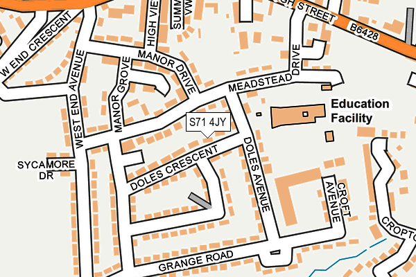 S71 4JY map - OS OpenMap – Local (Ordnance Survey)