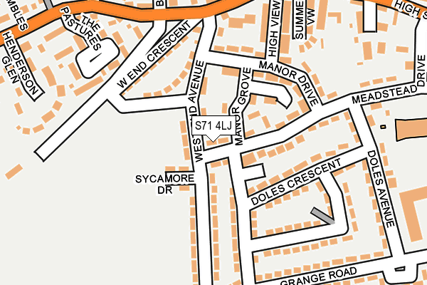S71 4LJ map - OS OpenMap – Local (Ordnance Survey)