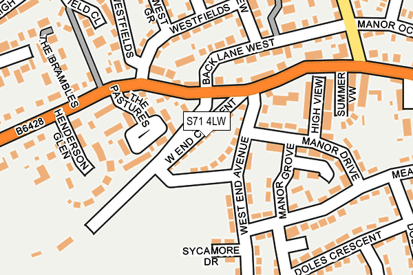 S71 4LW map - OS OpenMap – Local (Ordnance Survey)