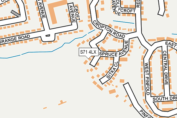 S71 4LX map - OS OpenMap – Local (Ordnance Survey)