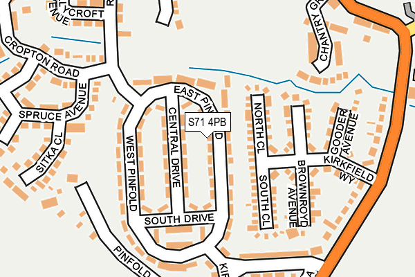 S71 4PB map - OS OpenMap – Local (Ordnance Survey)