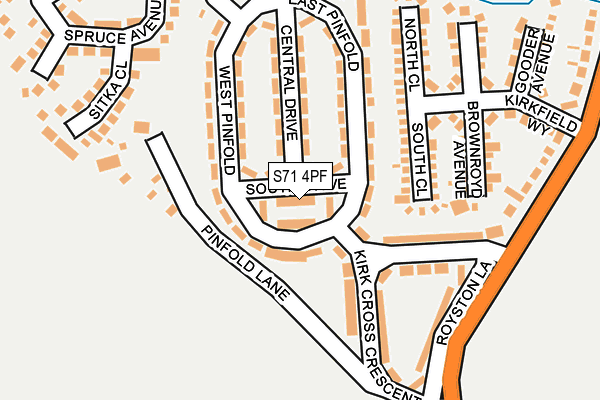 S71 4PF map - OS OpenMap – Local (Ordnance Survey)