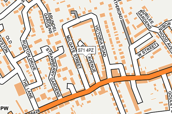 S71 4PZ map - OS OpenMap – Local (Ordnance Survey)