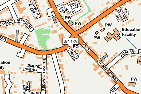 S71 4RA map - OS OpenMap – Local (Ordnance Survey)