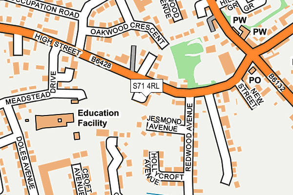 S71 4RL map - OS OpenMap – Local (Ordnance Survey)