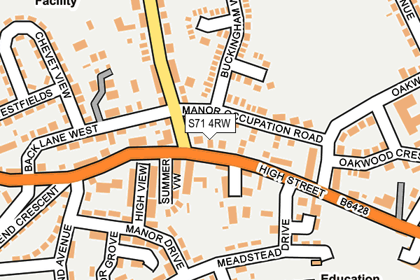 S71 4RW map - OS OpenMap – Local (Ordnance Survey)