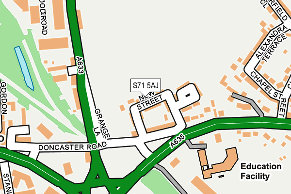 S71 5AJ map - OS OpenMap – Local (Ordnance Survey)