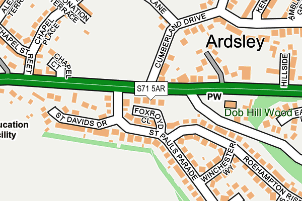 S71 5AR map - OS OpenMap – Local (Ordnance Survey)