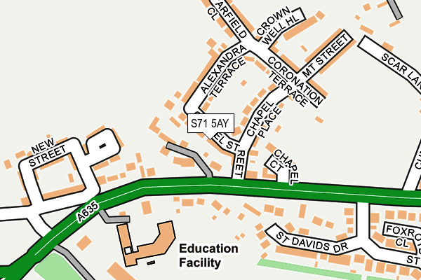 S71 5AY map - OS OpenMap – Local (Ordnance Survey)