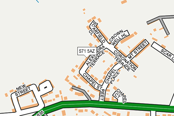 S71 5AZ map - OS OpenMap – Local (Ordnance Survey)