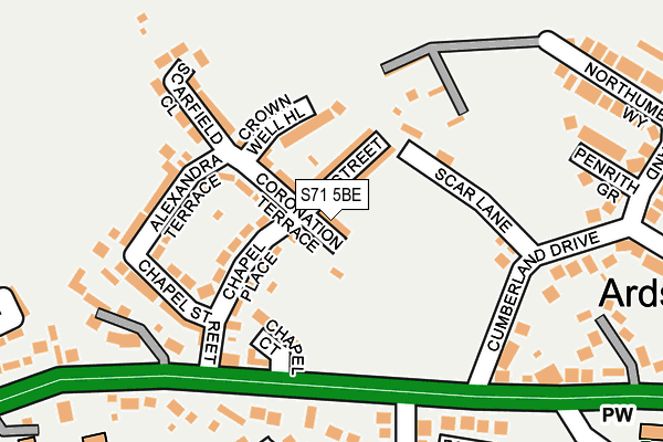 S71 5BE map - OS OpenMap – Local (Ordnance Survey)