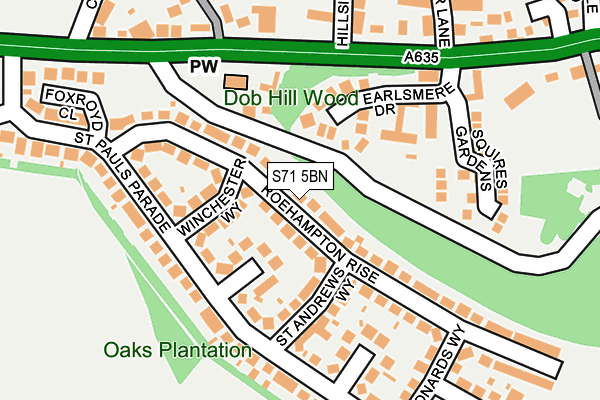 S71 5BN map - OS OpenMap – Local (Ordnance Survey)