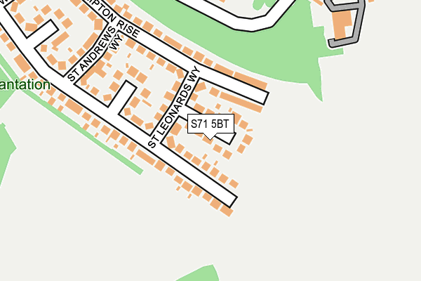 S71 5BT map - OS OpenMap – Local (Ordnance Survey)