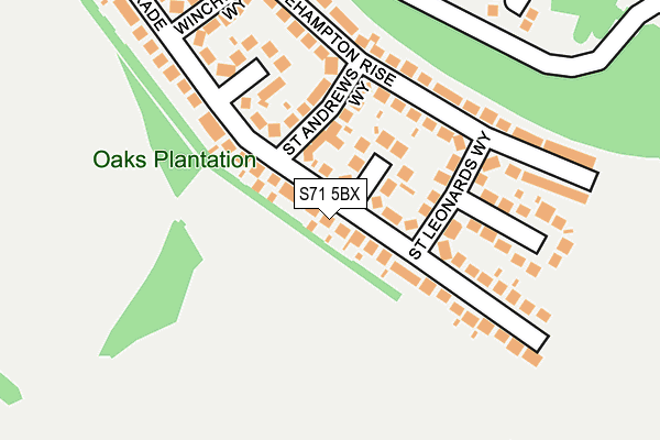 S71 5BX map - OS OpenMap – Local (Ordnance Survey)