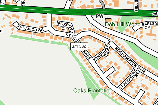 S71 5BZ map - OS OpenMap – Local (Ordnance Survey)