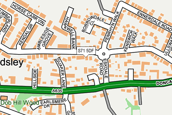 S71 5DF map - OS OpenMap – Local (Ordnance Survey)