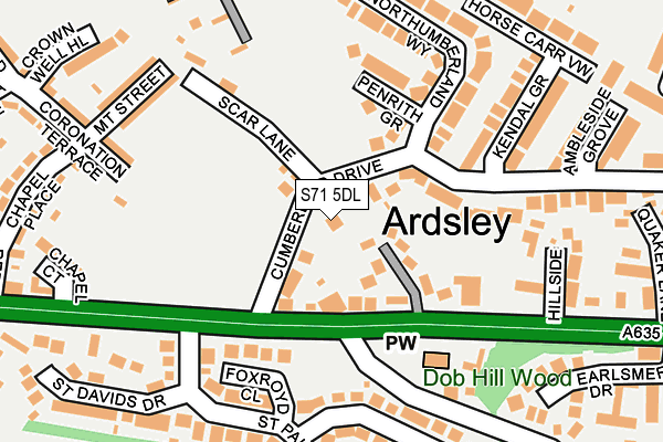 S71 5DL map - OS OpenMap – Local (Ordnance Survey)