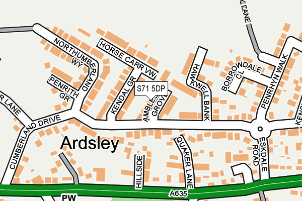 S71 5DP map - OS OpenMap – Local (Ordnance Survey)