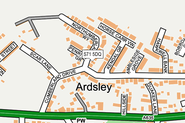 S71 5DQ map - OS OpenMap – Local (Ordnance Survey)