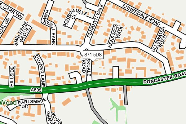 S71 5DS map - OS OpenMap – Local (Ordnance Survey)