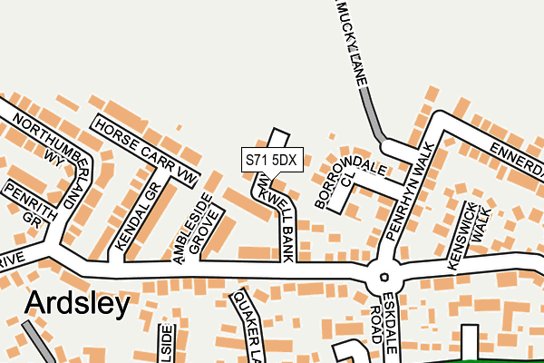 S71 5DX map - OS OpenMap – Local (Ordnance Survey)