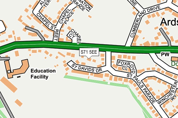 S71 5EE map - OS OpenMap – Local (Ordnance Survey)