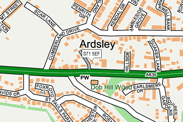 S71 5EF map - OS OpenMap – Local (Ordnance Survey)