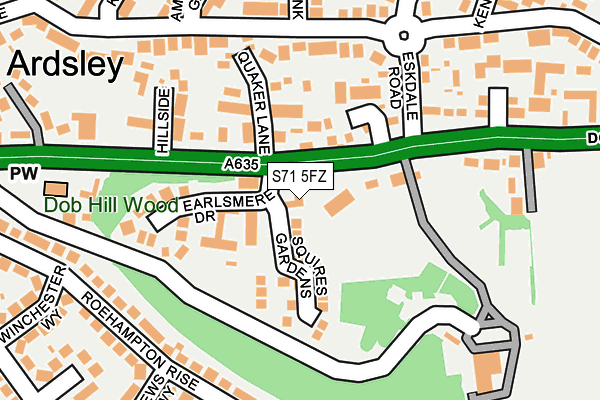 S71 5FZ map - OS OpenMap – Local (Ordnance Survey)