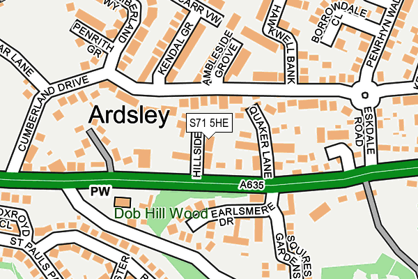 S71 5HE map - OS OpenMap – Local (Ordnance Survey)