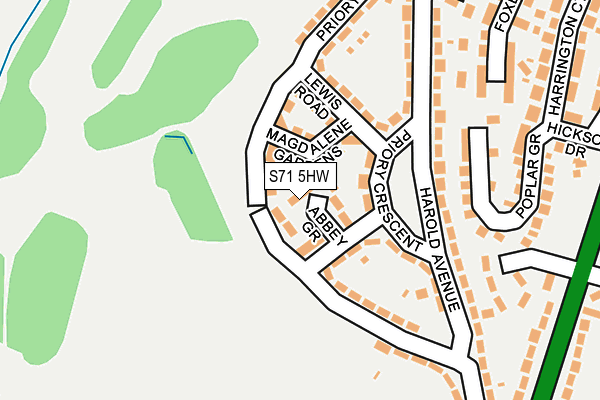 S71 5HW map - OS OpenMap – Local (Ordnance Survey)