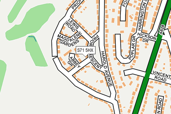 S71 5HX map - OS OpenMap – Local (Ordnance Survey)