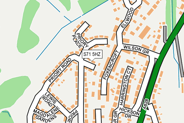 S71 5HZ map - OS OpenMap – Local (Ordnance Survey)