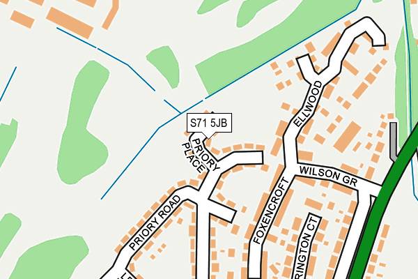 S71 5JB map - OS OpenMap – Local (Ordnance Survey)
