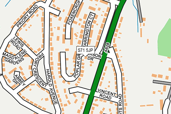 S71 5JP map - OS OpenMap – Local (Ordnance Survey)