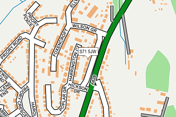 S71 5JW map - OS OpenMap – Local (Ordnance Survey)