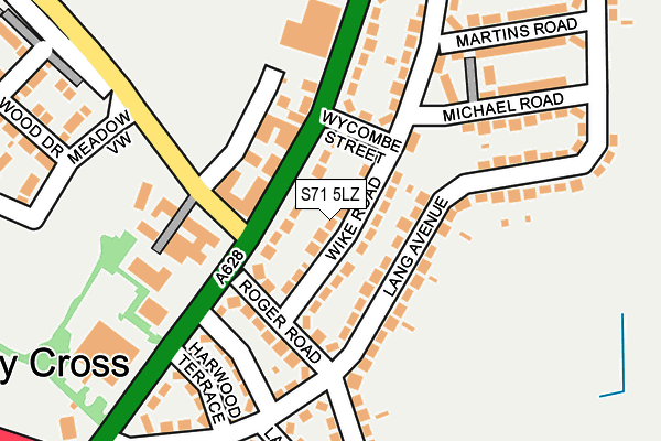 S71 5LZ map - OS OpenMap – Local (Ordnance Survey)
