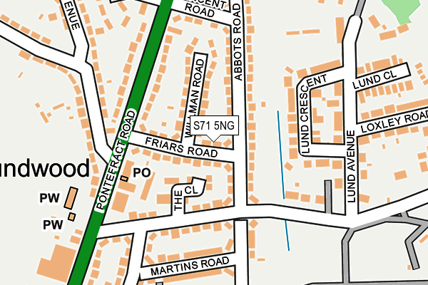 S71 5NG map - OS OpenMap – Local (Ordnance Survey)